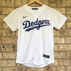 youth boys size M Nike Los Angeles‎ Dodgers Buehler #21 White Jersey Button-Up